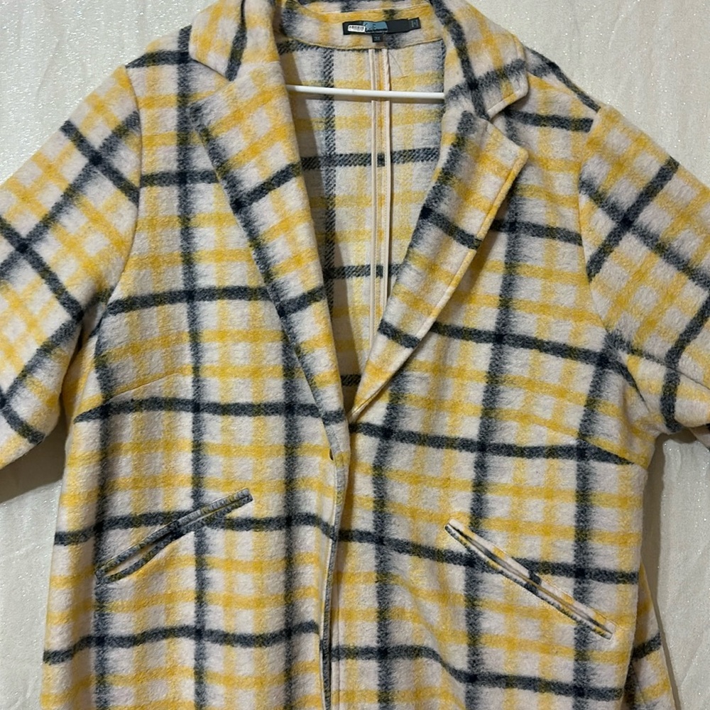Plaid Yellow and Gray Women's Coat